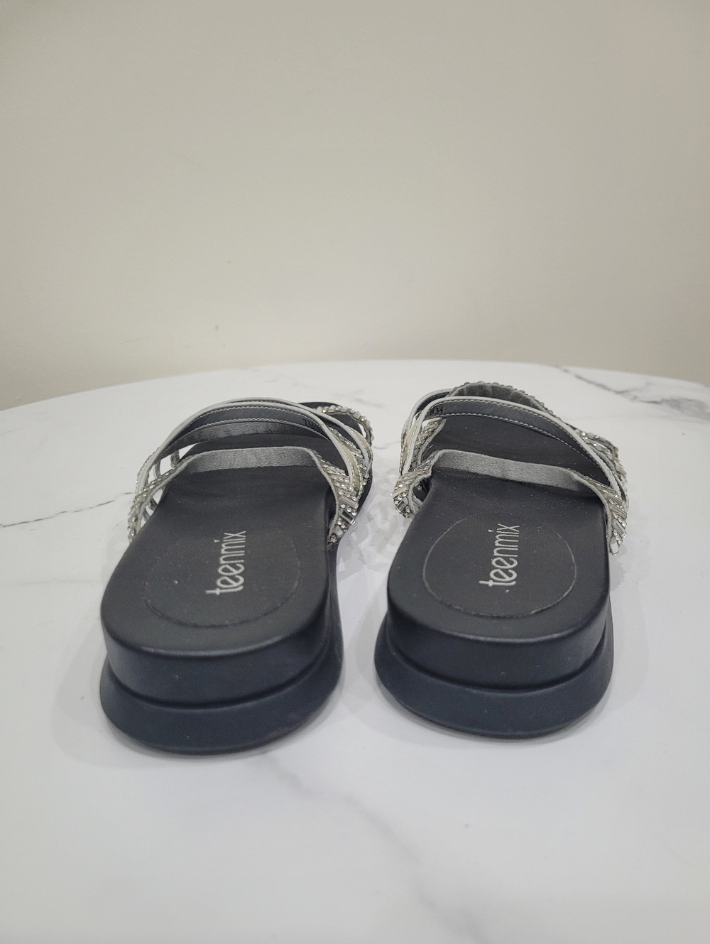 Y2K Teenmix Black & Silver Shinny Beads Sandals Size: 6US - Picture 7 of 11